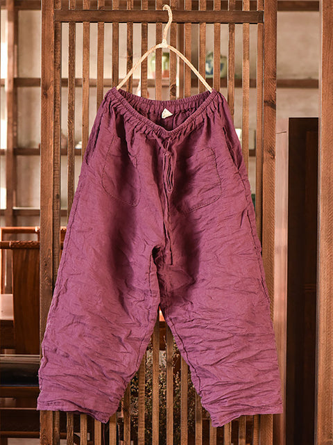 Plus Size Women Summer Vintage Linen Harem Pants