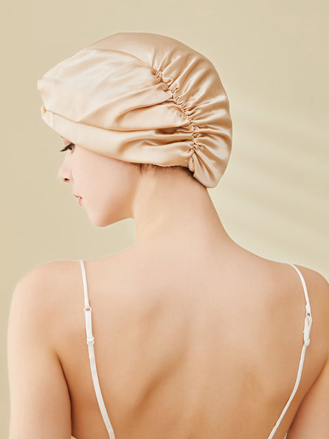 Women Elegant Solid Knot Silk Shower Cap Nightcap