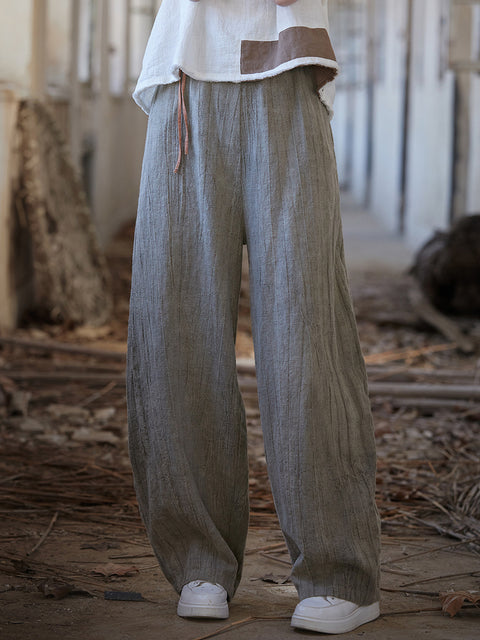 Women Summer Vintage Worn Straight Pants