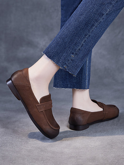 Women Spring Casual Genuine Leather Low Heel Shoes