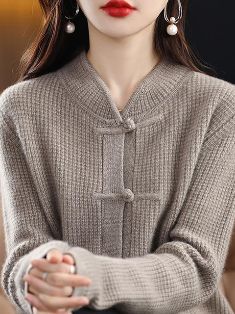 Women Casual Winter Wool Solid Knitted Sweater