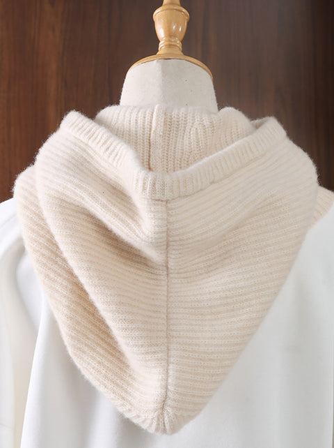 Women Winter Wool Knit Warm Soft Hooded Scarf