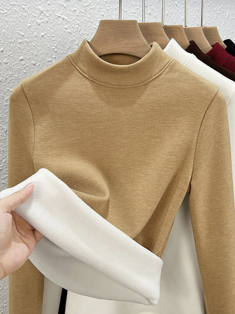 Women Autumn Casual Warm Half-Turtleneck Blouse