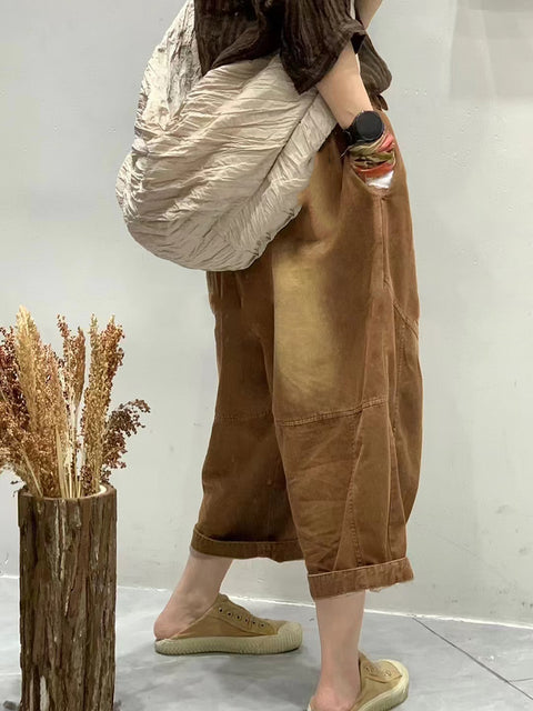 Women Summer Vintage Spliced Loose Harem Pants