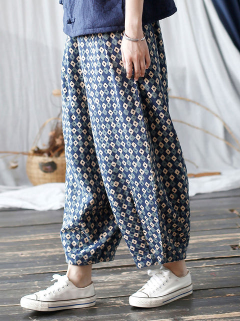 Women Autumn Artsy Lattice Harem Pants