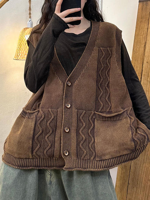 Women VintageTwist V-Neck Vest