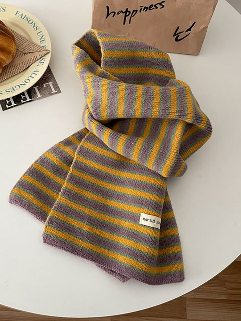 Winter Artsy Warm Stripe Knit Scarf