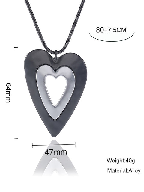 Fashion Mental Heart Long Sweater Necklace