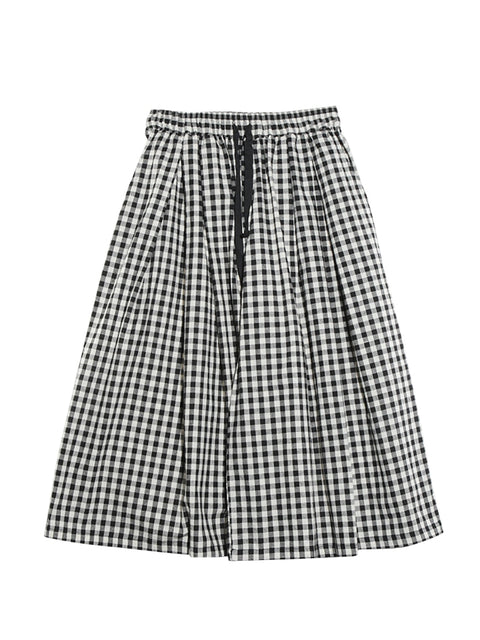 Women Summer Vintage Plaid Wide-leg Pants