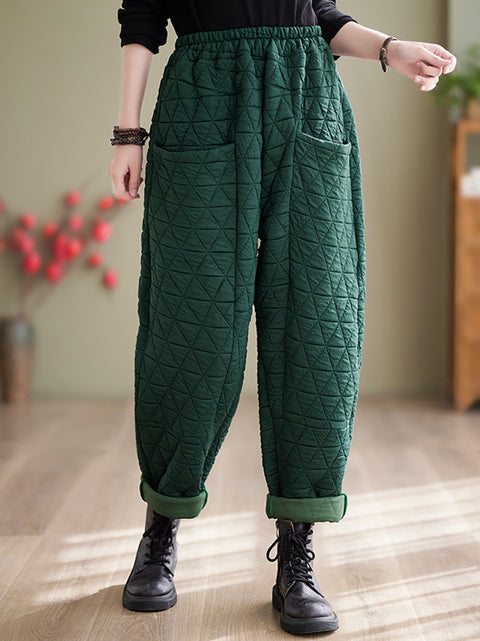 Women Winter Solid Cotton Loosee Padded Harem Pants