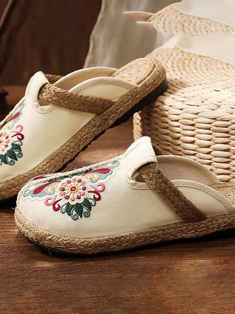 Women Retro Embroidered Casual Floral Shoes