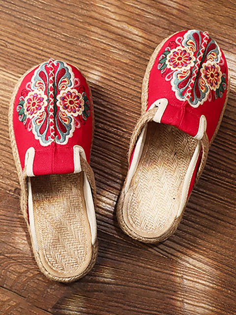 Women Retro Embroidered Casual Floral Shoes