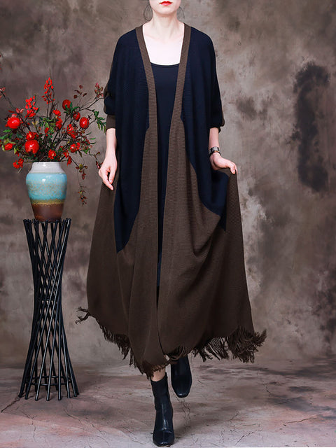 Autumn Patchwork Wool Irregular Coat For Women