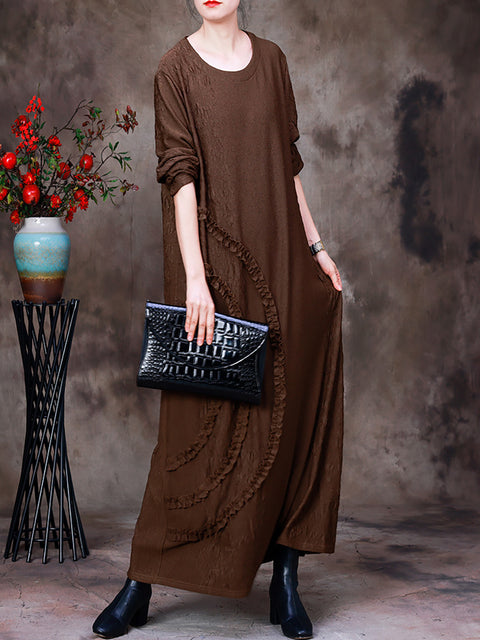 Women Commuter Long Sleeve O-Neck Dress