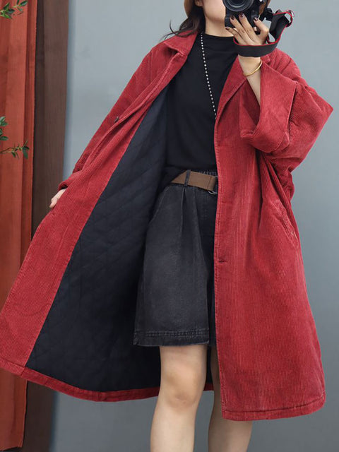 Plus Size Women Batwing Sleeve Baggy Mid Length Padded Coat